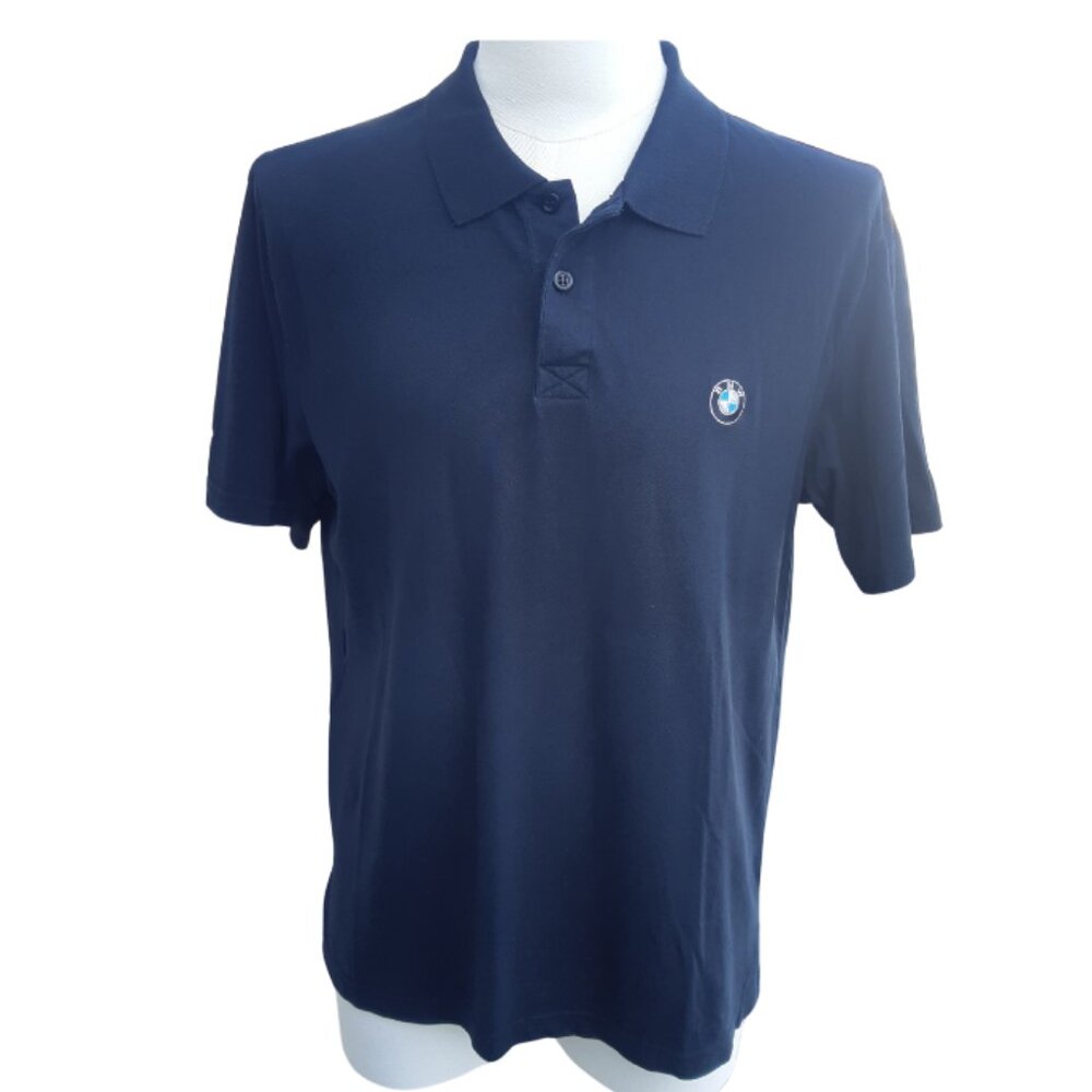 BMW SZ M Polo Organic Cotton Short Sleeve Shirt Black 2 Button